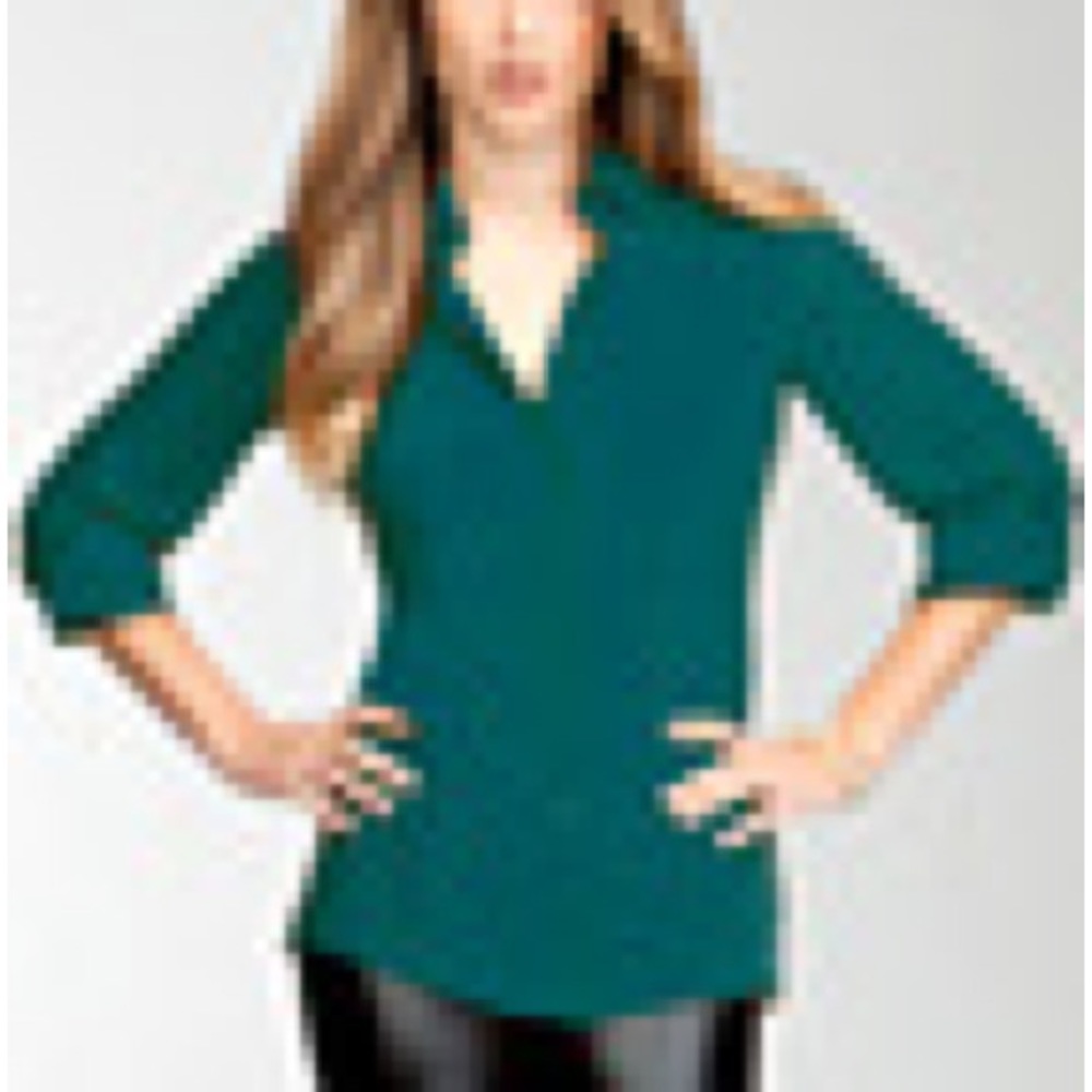 Bebe Satin Blouse with Sheer Sleeves